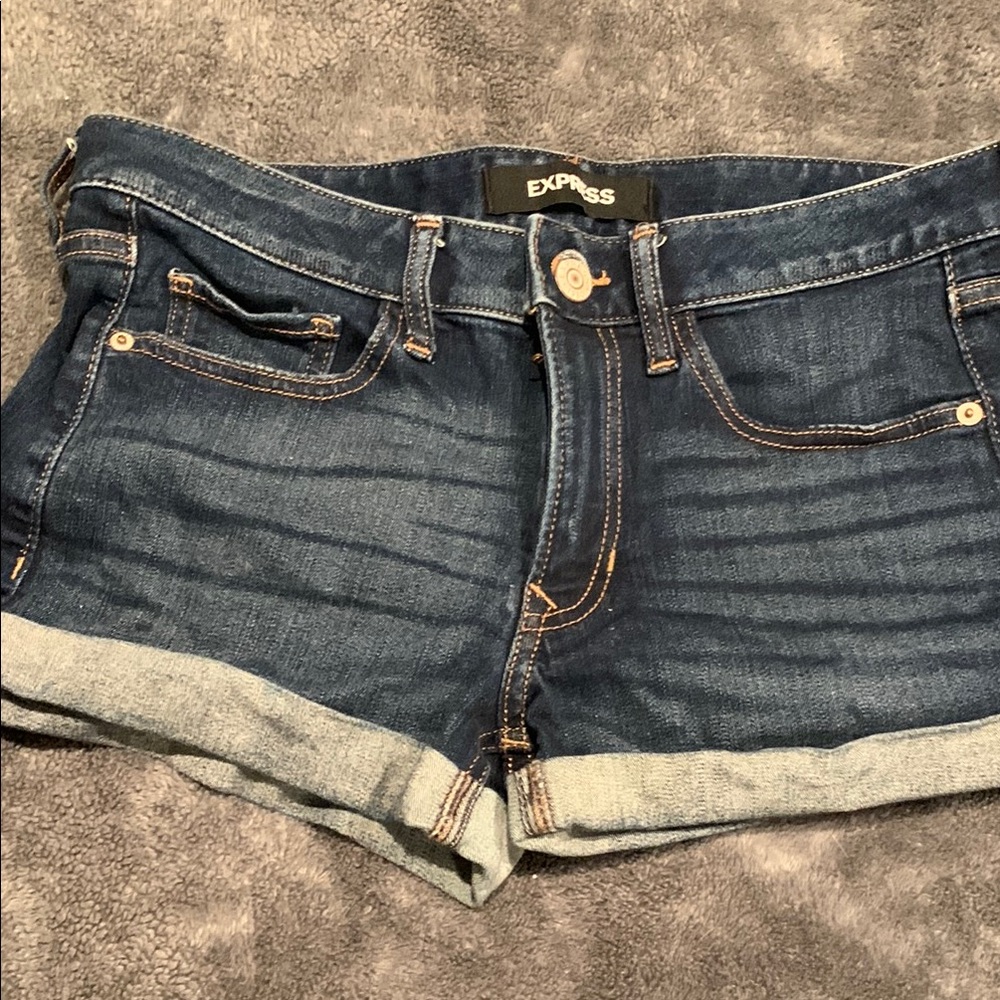Express Dark Blue Denim Shorts